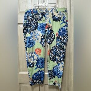 J.Crew Stretch Women Size 14 Multicolor Floral Cotton Chino Ankle Pants